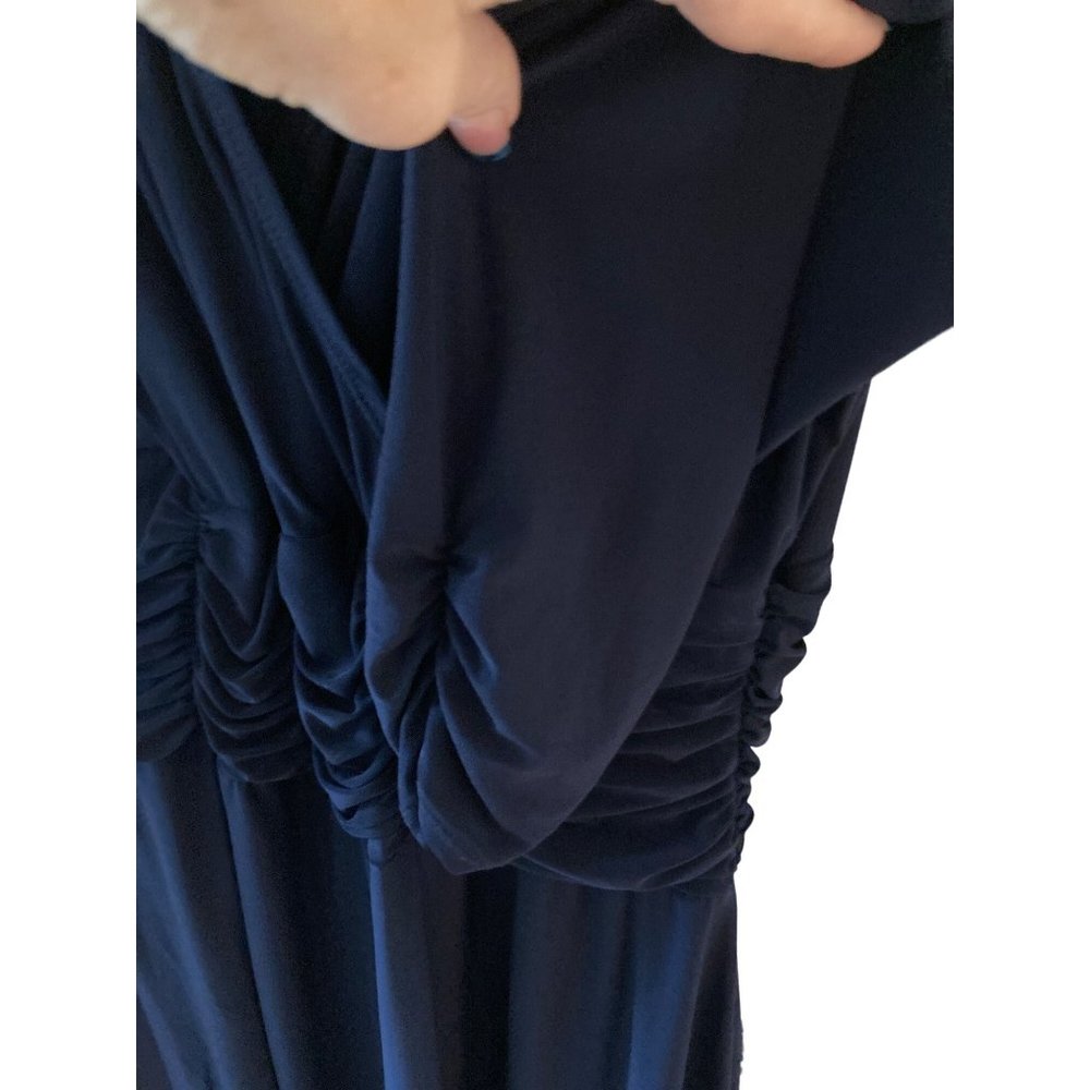 NWT  NY COLLECTION PLUS SIZE RUCHED A-LINE DRESS NAVY 1X - Picture 5 of 10
